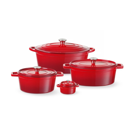 Cocotte Ovale en Fonte &Eacute;maill&eacute;e Rouge 6,88L, Compatible Induction - Hendi
