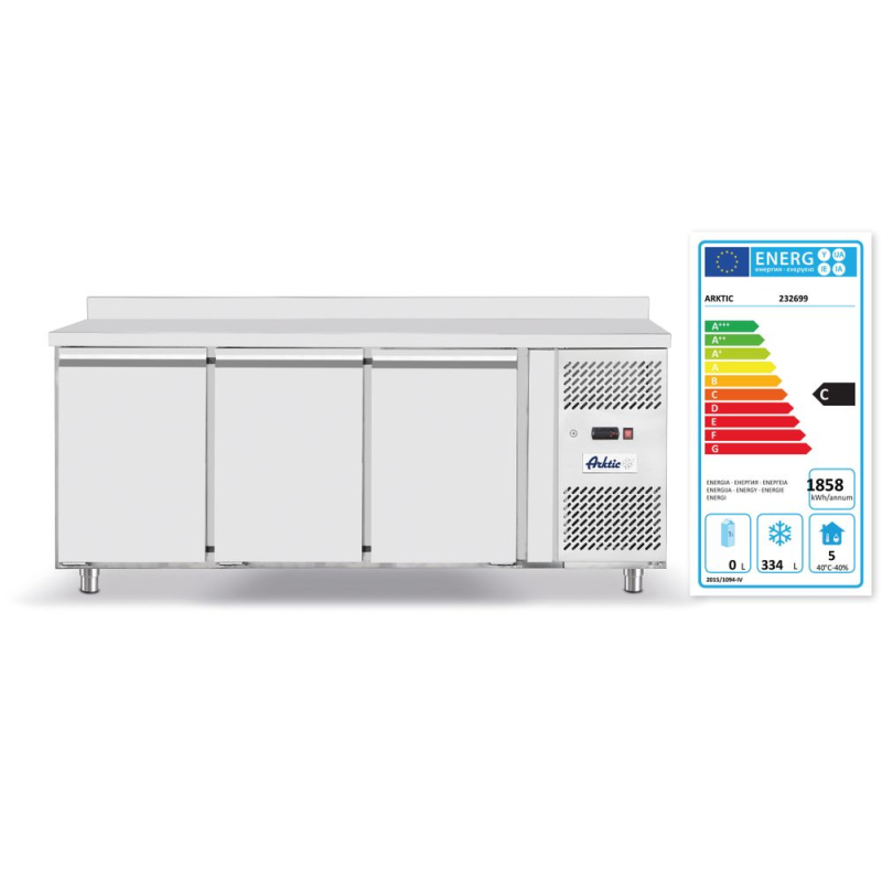Cong&eacute;lateur Comptoir Professionnel 3 Portes, 420L, Profi Line - Hendi