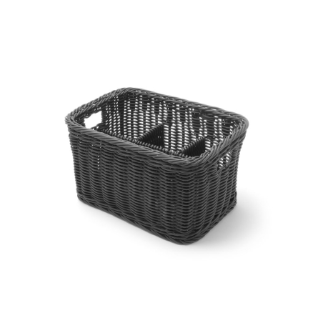 Corbeille &agrave; Couverts Noire Professionnelle 4 Compartiments (260x180x150mm) - Hendi