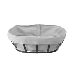 Corbeille &agrave; pain ovale avec sachet gris, finition noir mat - Hendi