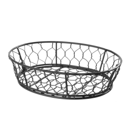 Corbeille d&eacute;co ovale en fil, noir mat 230x180x60mm - Hendi