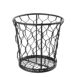 Corbeille D&eacute;co Ronde en Fil M&eacute;tallique Noir Mat ⌀120x110mm - Hendi