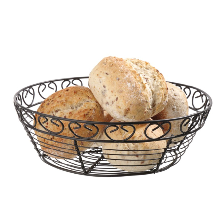 Corbeille en fil d&eacute;corative ronde noire, ⌀250x80mm, r&eacute;f&eacute;rence 425862 - Hendi