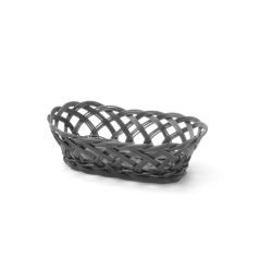 Corbeille Ovale Tress&eacute;e en Polypropyl&egrave;ne Noir, 225x130x(H)55mm - Hendi