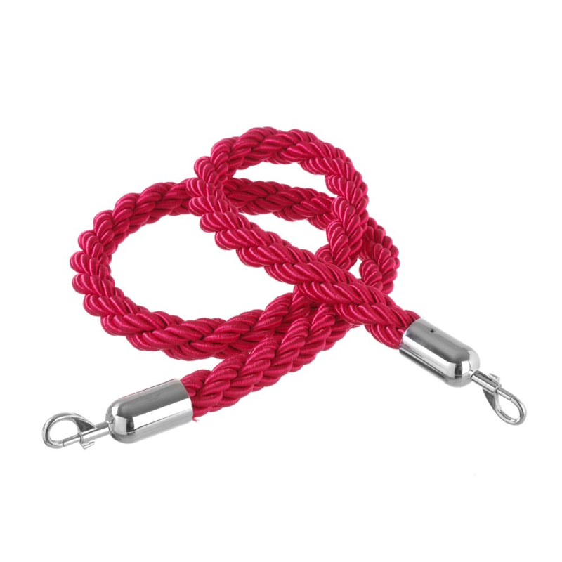 Cordon Velours Rouge 1500mm pour Poteau de Guidage, Crochets Chrom&eacute;s - Hendi