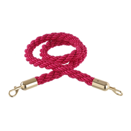 Cordon Velours Rouge 1500mm pour Poteau de Guidage, Crochets Chrom&eacute;s - Hendi