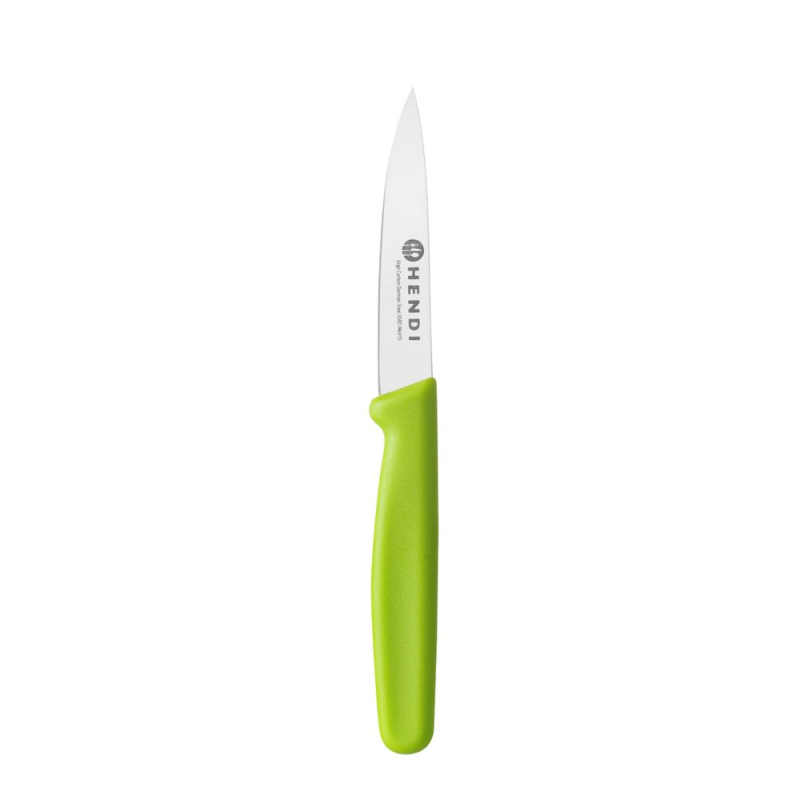 Couteau &eacute;plucheur de cuisine professionnel, lame pointue, 192mm, Vert - Hendi