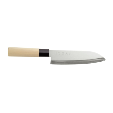 Couteau japonais Santoku 290mm, pour hacher, couper et &eacute;mincer, Bois clair - Hendi