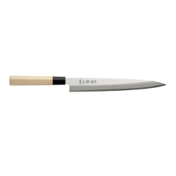 Couteau japonais Sashimi professionnel pour sushis et filets de poisson, Bois clair (L)375mm - Hendi