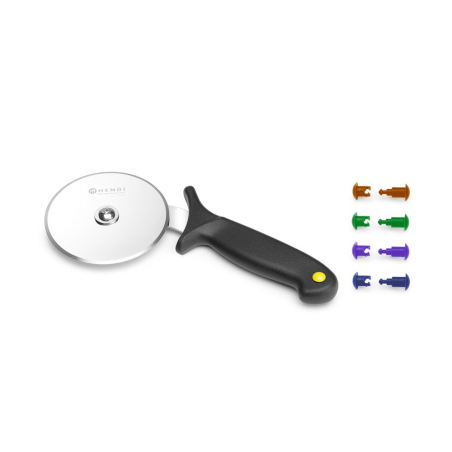 Couteau Roulette &agrave; Pizza Professionnel HACCP Lame Inox Noir - Hendi