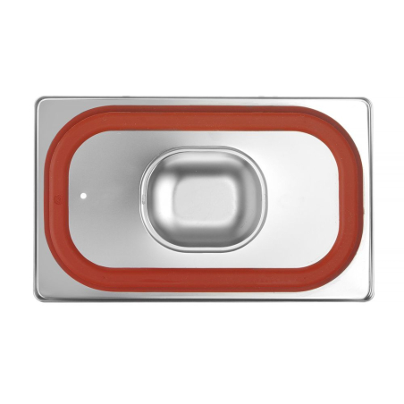 Couvercle GN 1/4 Profi Line en Inox avec Bord Silicone 265x162mm - Hendi