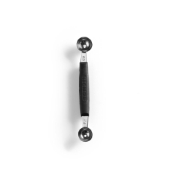 Cuill&egrave;re &agrave; Melon Double Acier Inoxydable &Oslash; 22-25 mm L.165 mm, Noir - Hendi