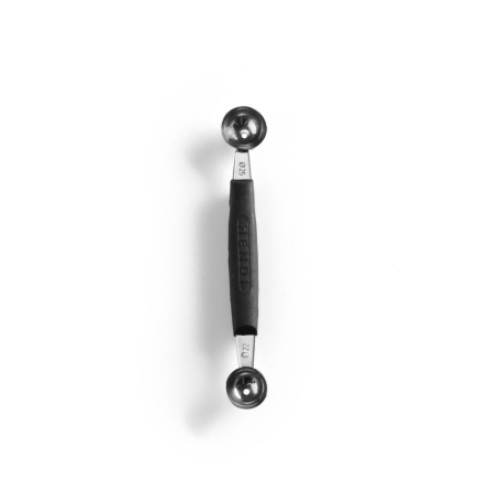 Cuill&egrave;re &agrave; Melon Double Acier Inoxydable &Oslash; 22-25 mm L.165 mm, Noir - Hendi