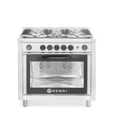 Cuisini&egrave;re &agrave; gaz 5 feux avec four &eacute;lectrique et gril professionnel - Hendi