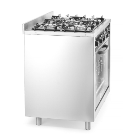 Cuisini&egrave;re &agrave; gaz 5 feux avec four &eacute;lectrique et gril professionnel - Hendi