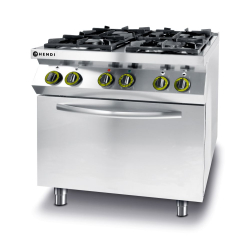Cuisini&egrave;re &agrave; gaz professionnelle 4 feux avec four &agrave; convection GN 1/1, Kitchen Line - Hendi
