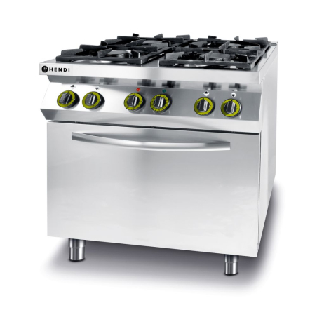 Cuisini&egrave;re &agrave; gaz professionnelle 4 feux avec four &agrave; convection GN 1/1, Kitchen Line - Hendi