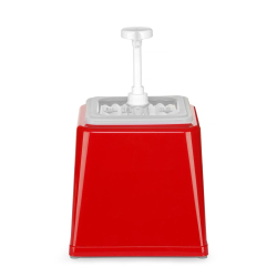 Distributeur de Sauce 2,5L &agrave; Pompe, Anti-goutte, Sans BPA, Rouge - Hendi