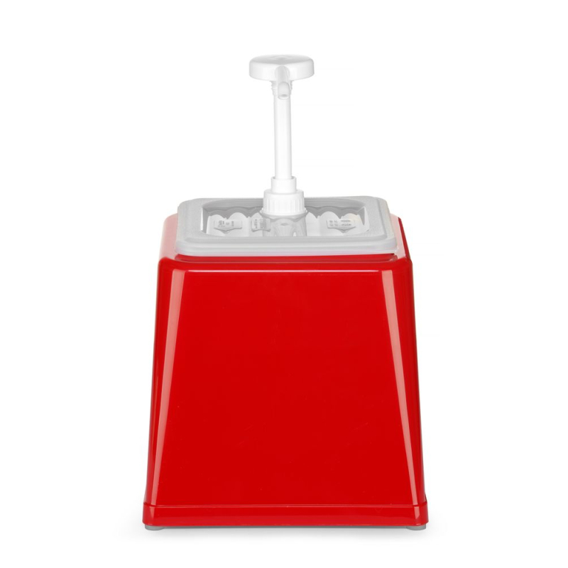 Distributeur de Sauce 2,5L &agrave; Pompe, Anti-goutte, Sans BPA, Rouge - Hendi