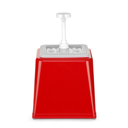 Distributeur de Sauce 2,5L &agrave; Pompe, Anti-goutte, Sans BPA, Rouge - Hendi