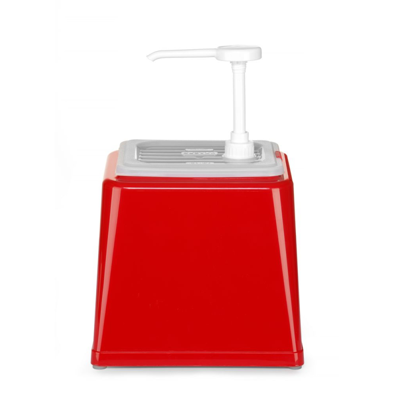 Distributeur de Sauce 2,5L &agrave; Pompe, Anti-goutte, Sans BPA, Rouge - Hendi