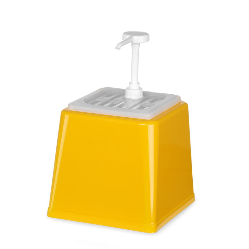 Distributeur de Sauce avec Pompe, 2.5L, Jaune, Dosage 20ml - Hendi