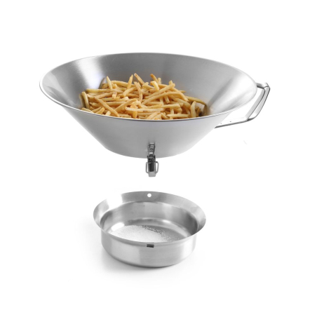 &Eacute;gouttoir &agrave; Friture Professionnel Inox ⌀410x(H)170mm, Bac Collecteur Amovible - Hendi