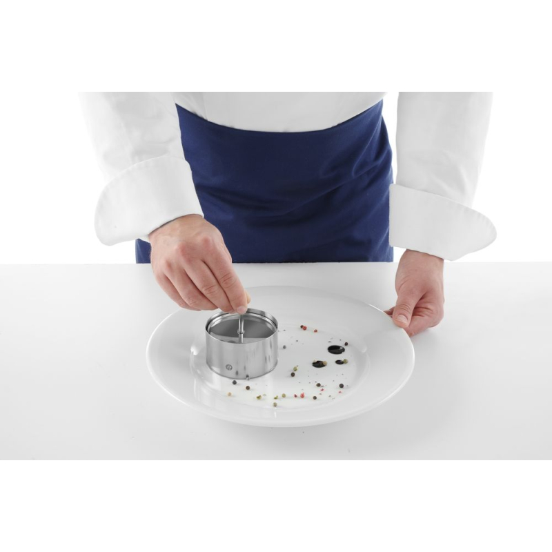 Emporte-pi&egrave;ce rond et poussoir en acier inoxydable ⌀80mm, pour cuisine professionnelle - Hendi