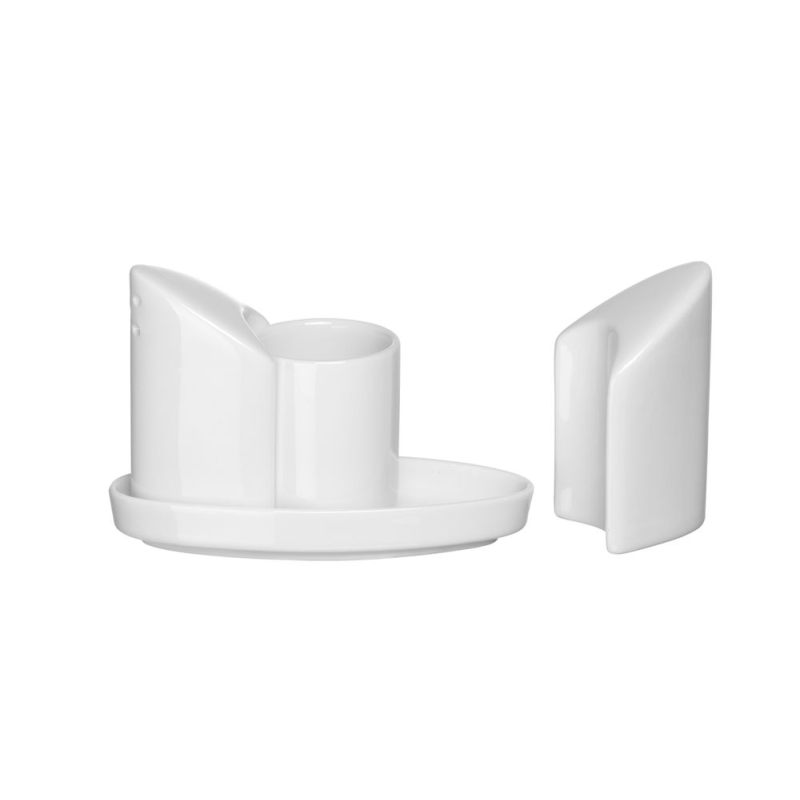 Ensemble Sali&egrave;re Poivri&egrave;re et Support Cure-Dents Porcelaine - Hendi