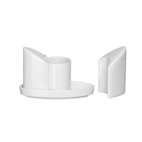 Ensemble Sali&egrave;re Poivri&egrave;re et Support Cure-Dents Porcelaine - Hendi