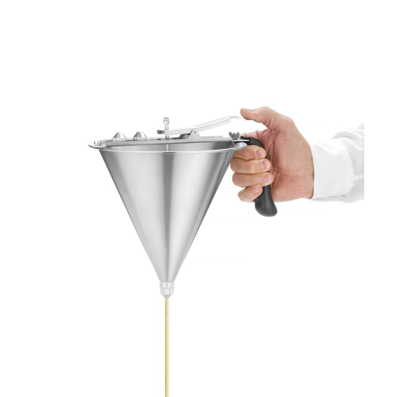 Entonnoir de dosage professionnel 1,5L avec support et 3 douilles pour sauces et d&eacute;coration - Hendi