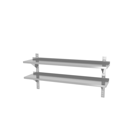 &Eacute;tag&egrave;re Murale Double R&eacute;glable Acier Inoxydable 1400mm, 2 Supports, Charge 25kg/m&sup2; - Hendi