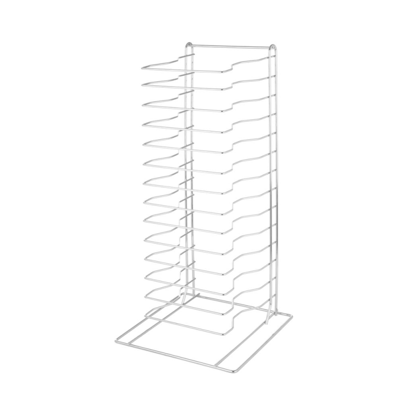 &Eacute;tag&egrave;re support pour 14 plaques moules &agrave; pizza professionnelle Inox, 300x305x(H)680mm - Hendi