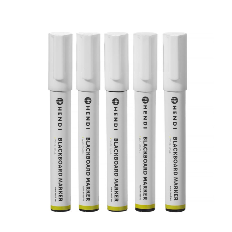 Feutres Craie Blancs 6mm (Lot de 5) - Pointe Biseaut&eacute;e 2-6mm - Hendi