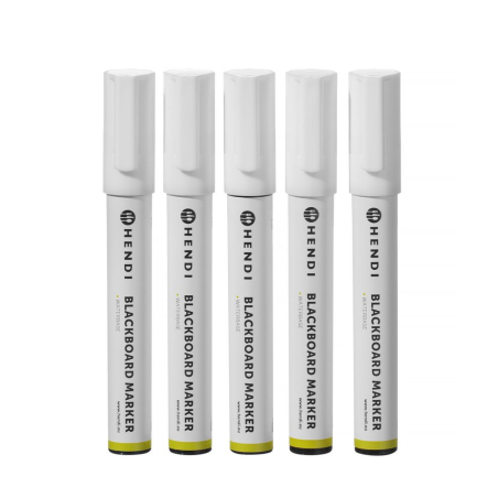 Feutres Craie Blancs 6mm (Lot de 5) - Pointe Biseaut&eacute;e 2-6mm - Hendi