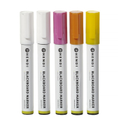 Feutres Marqueurs Craie Liquide, Pointe Biseaut&eacute;e 2-6mm, Couleurs Assorties (Lot de 5) - Hendi