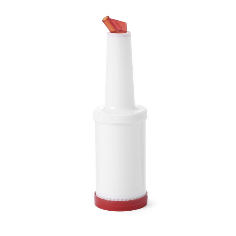Flacon Verseur BarUp 0,8L pour Jus et Pr&eacute;-m&eacute;langes, 5 Becs Color&eacute;s, Blanc - Hendi