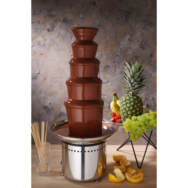Fontaine &agrave; chocolat professionnelle 5 niveaux, 6 kg de capacit&eacute; maximale - Hendi