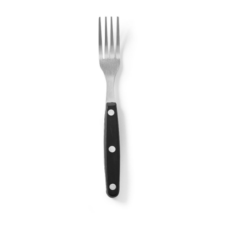 Fourchette &agrave; Steak Professionnelle Noir 6 Pi&egrave;ces Inox Manche ABS - Hendi