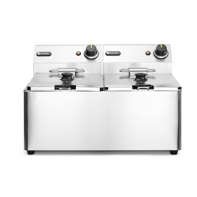 Friteuse &Eacute;lectrique Professionnelle Double Cuve 2x8L (16L) 7000W - Kitchen Line - Hendi