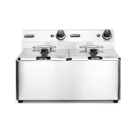 Friteuse &Eacute;lectrique Professionnelle Double Cuve 2x8L (16L) 7000W - Kitchen Line - Hendi
