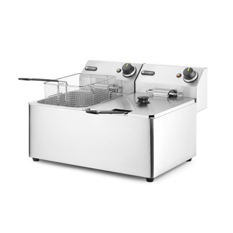 Friteuse &Eacute;lectrique Professionnelle Double Cuve 2x8L (16L) 7000W - Kitchen Line - Hendi