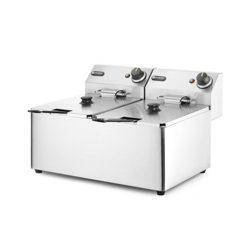 Friteuse &Eacute;lectrique Professionnelle Double Cuve 2x8L (16L) 7000W - Kitchen Line - Hendi
