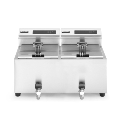 Friteuse professionnelle double bac num&eacute;rique 2x8L Profi Line avec robinet de vidange - Hendi