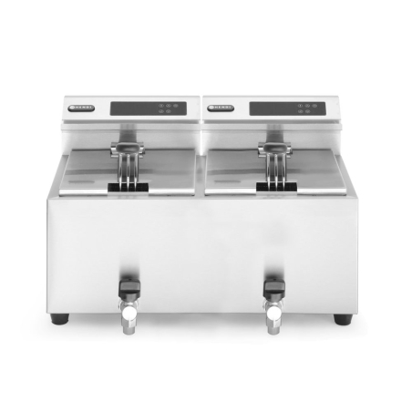 Friteuse professionnelle double bac num&eacute;rique 2x8L Profi Line avec robinet de vidange - Hendi