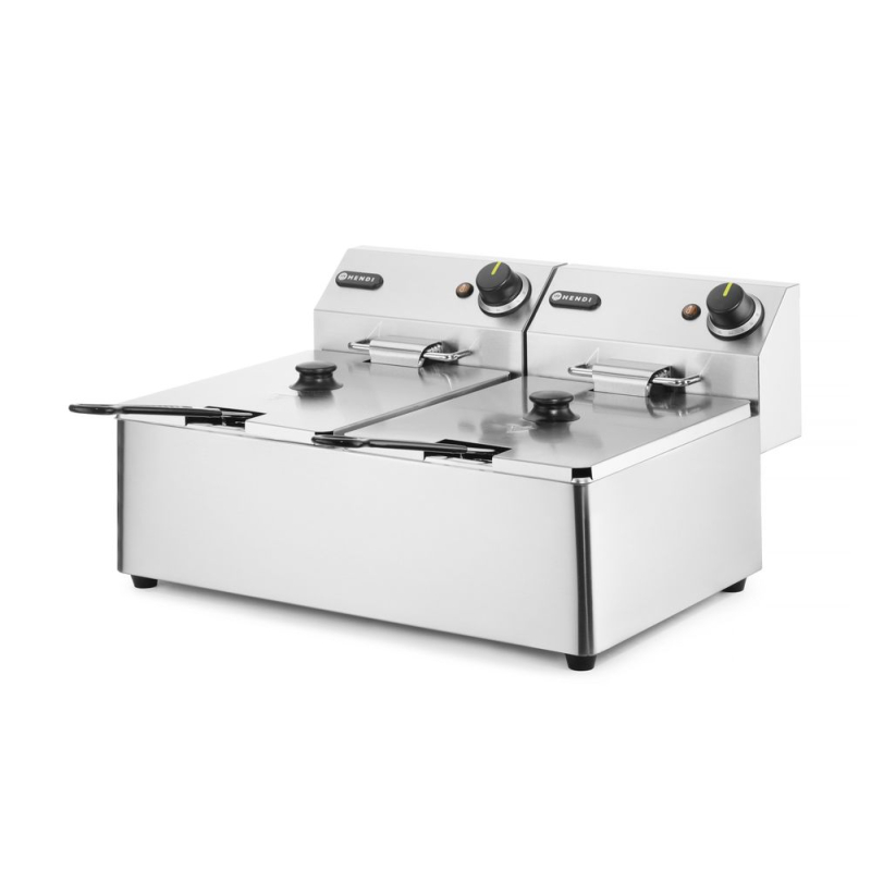 Friteuse Professionnelle Double Cuve 2x6L (12L) Kitchen Line 6600W Inox - Hendi