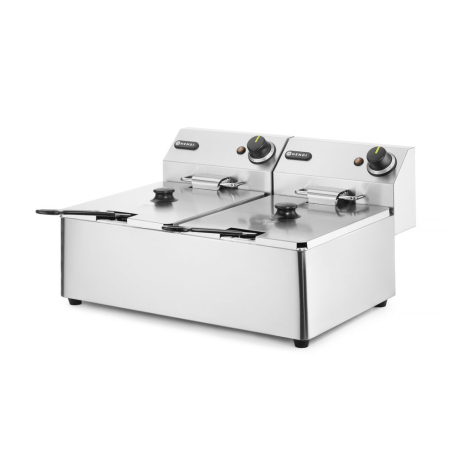Friteuse Professionnelle Double Cuve 2x6L (12L) Kitchen Line 6600W Inox - Hendi