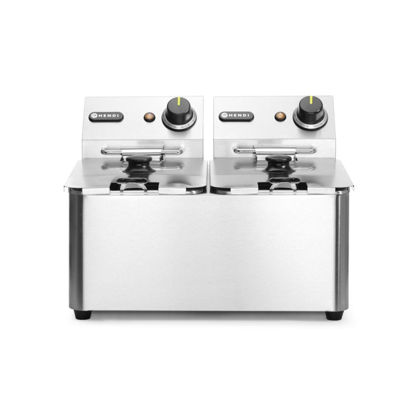 Friteuse professionnelle double Kitchen Line 2x4L (8L) 6000W Inox - Hendi