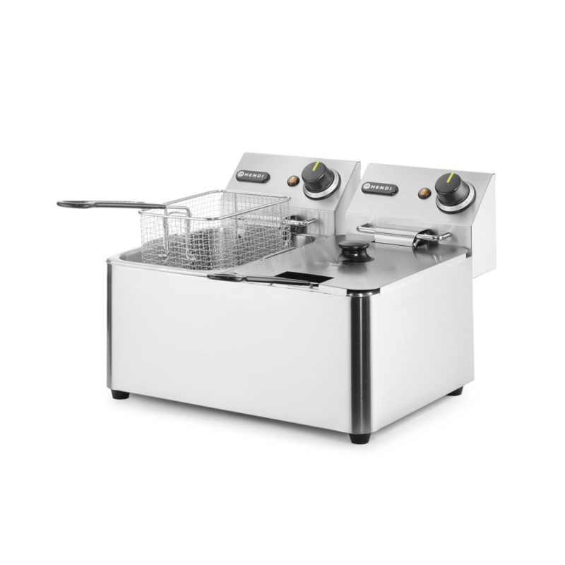 Friteuse professionnelle double Kitchen Line 2x4L (8L) 6000W Inox - Hendi