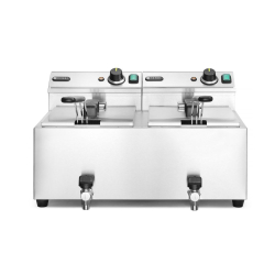 Friteuse professionnelle Profi Line double cuve 16L 7000W avec robinet de vidange - Hendi